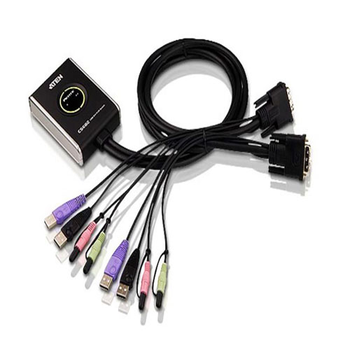 CS682 کی وی ام سوئیچ 2 پورت کابلی DVI/USB همراه باصدا و ریموت انتخاب پورت مدل CS682