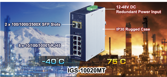 IGS 10020MTv3.1 2.5G 1 سوئیچ فیبر گیگابیت مدیریت شده PLANET IGS-10020MT